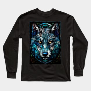 Blue wolf face Long Sleeve T-Shirt